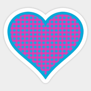 Pink and Blue Gingham Heart Sticker